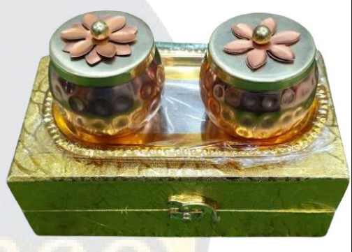 2 Dryfruit Bowl Set with Tray and Box for Festive Serving and Premium Gifting, Elegant Hamper Gift Item for Celebrations, Home Use and Special Occasions